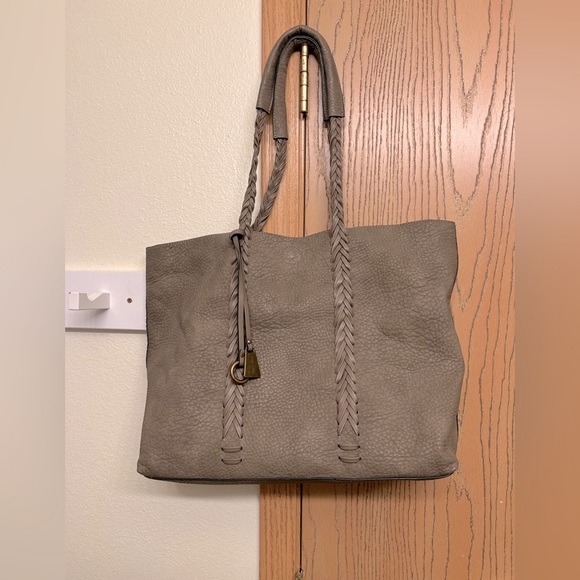 Black Rivet Bags Womens Grey Black Rivet Leather Tote Bag With